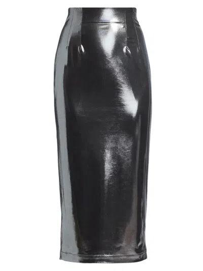 Laquan Smith Women's Metallic Body-con Midi-skirt In Black