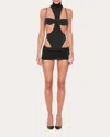 Laquan Smith Women's Mock Neck Cutout Jersey Bodysuit In Black