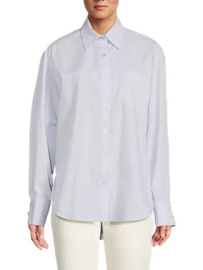 Laquan Smith Women's Oversized Cotton Broadcloth Button-down Shirt In Blue