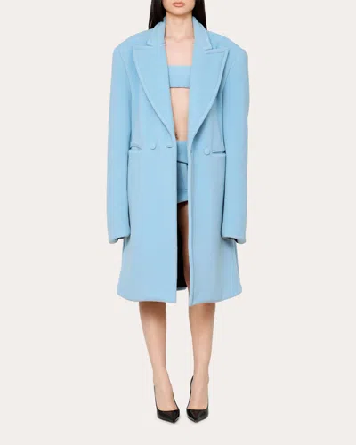 Laquan Smith Women's Oversized Double-faced Wool Coat In Blue