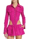 Laquan Smith Utility Snap Bodysuit In Fuchsia