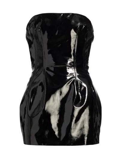Laquan Smith Women's Patent Leather Strapless Minidress In Black