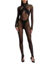 Laquan Smith Women's Sheer Mesh Jumpsuit In Black
