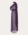 Laquan Smith Women's Sheer Silk Chiffon Draped Scarf Gown In Purple
