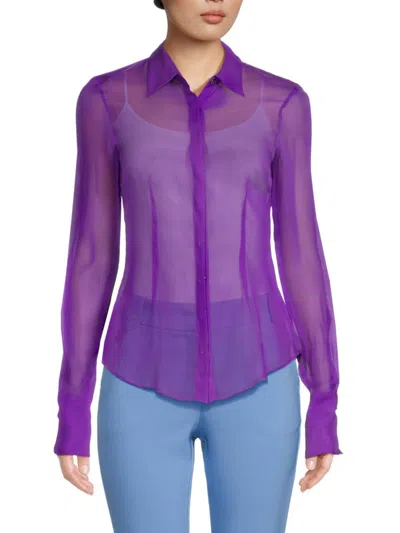 Laquan Smith Women's Sheer Silk Shirt In Grape
