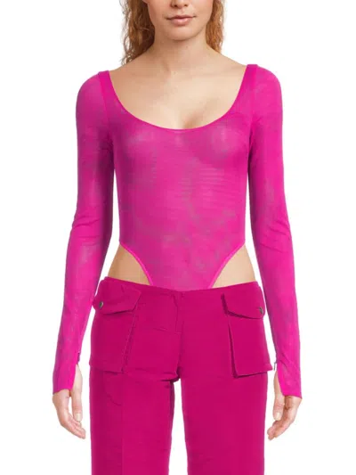 Laquan Smith Women's Solid Scoopneck Bodysuit In Fuchsia