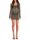 Laquan Smith Women's Striped Sheer Sheath Minidress In Black