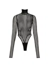 Laquan Smith Illusion Stripe Turtleneck Bodysuit In Multi