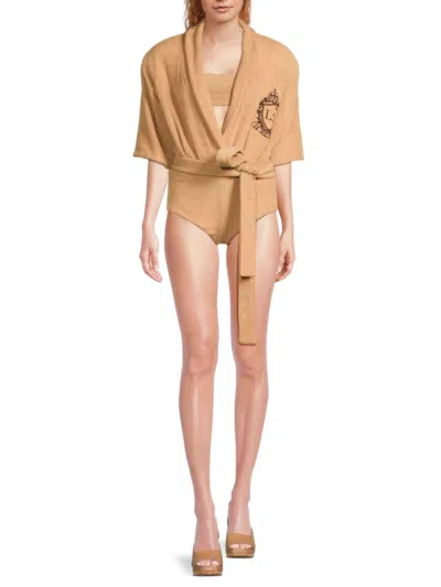 Laquan Smith Women's Waist-tie Bodysuit In Sand