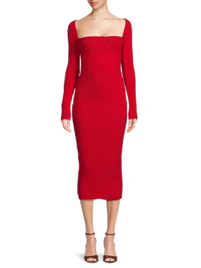LAQUAN SMITH LAQUAN SMITH WOMEN'S WOOL BLEND BUSTIER MIDI DRESS