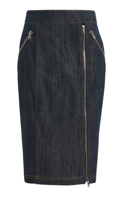 Laquan Smith Zipper-detailed Pencil Midi Skirt In Black