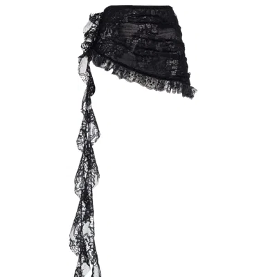 Lara Ari Women's Black Dreamscaper Asymmetrical Lace Skirt