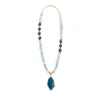 Lara Ari Women's Blue Aquamarine & Lapis Lazuli - Agate Pendant Necklace & Lapis Bracelet
