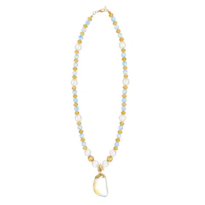 Lara Ari Women's Blue / Yellow Crystal Shine Duo Necklace – Blue & Yellow