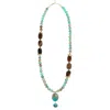 Lara Ari Women's Brown / Blue Variscite & Agate Necklace With Turquoise Pendant