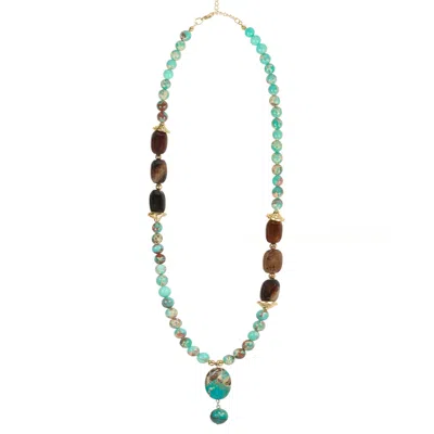 Lara Ari Women's Brown / Blue Variscite & Agate Necklace With Turquoise Pendant
