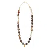 Lara Ari Women's Brown / Gold Agate & Clear Quartz Natural Stone Necklace