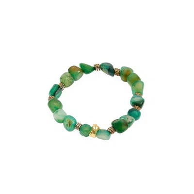 Lara Ari Women's Green / Gold Green Agate Natural Stone Bracelet In Multi