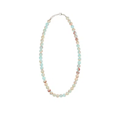 Lara Ari Women's Grey / White / Blue Aquamarine, Variscite & Mother-of-pearl Necklace & Bracelet Set