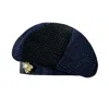 Lara Ari Women's Navy & Black Sparkle Panel Beret With Bee Detail In Black