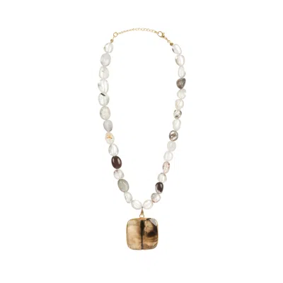 Lara Ari Women's Neutrals / Brown / Gold Brown Agate Stone Necklace