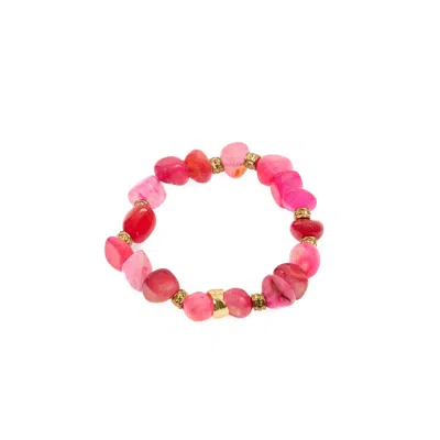 Lara Ari Women's Pink Agate Natural Stone Bracelet