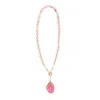 Lara Ari Women's Pink / Gold Pink Quartz & Pink Agate Duo Necklace + Bracelet Set