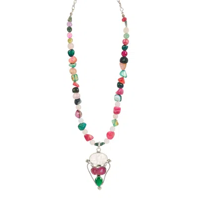 Lara Ari Women's Pink / Green Multicolor Agate Necklace & Bracelet Set