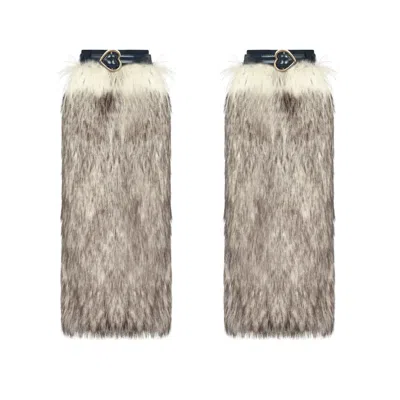 Lara Ari Women's White-detail Fur Leg Warmers