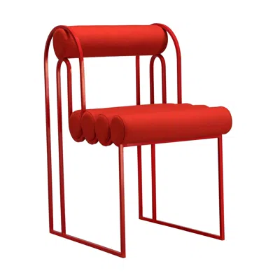 Pre-owned Lara Bohinc Apollo Dinning Chair, Modern, Sculptural, Red Steel Frame And Red Wool