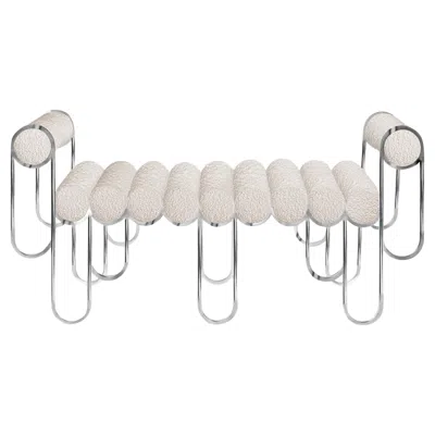 Pre-owned Lara Bohinc Apollo Loveseat, Sofa, Daybed, Modern, Sculptural Chrome Frame And Cream Boucle In White