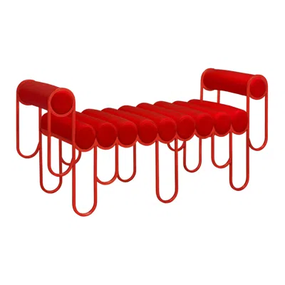 Pre-owned Lara Bohinc Apollo Loveseat, Sofa, Daybed, Modern, Sculptural, Red Frame Red Wool In Stock