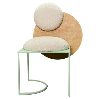 Pre-owned Lara Bohinc Celeste Chair In Boucle Fabric And Brass And Mint Metal By  In Sand