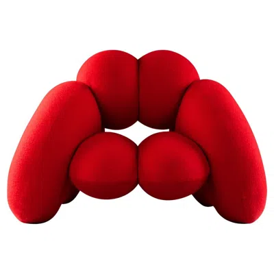 Pre-owned Lara Bohinc Derrière Armhair, Red Boucle, Modern Organic Sculptural