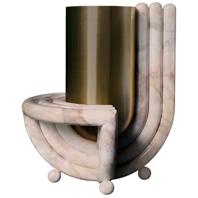 Pre-owned Lara Bohinc Jupiter Vase, Rosa, Marble And Brushed Brass, By Bohinc Studio In Brown