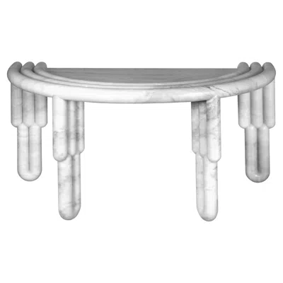 Pre-owned Lara Bohinc Kipferl Desk, Sculptural, Modern, Rounded, White Carrara Marble