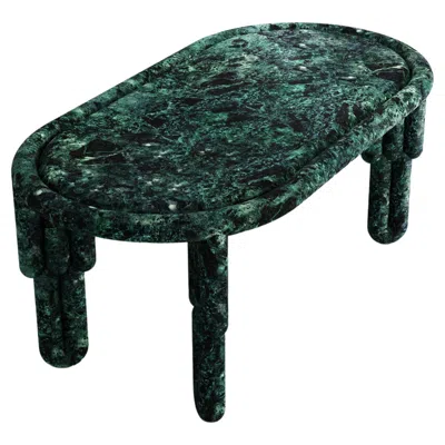 Pre-owned Lara Bohinc Kipferl Dining Table Sculptural, Modern, Rounded, Oblong In Green Marble