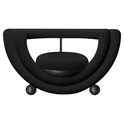 Pre-owned Lara Bohinc Kissing Armchair, Modern, Sculptural, Rounded, Bronze Metal Black Boucle Fabric
