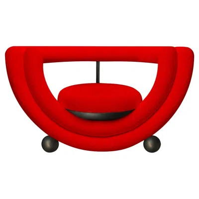 Pre-owned Lara Bohinc Kissing Armchair, Modern, Sculptural, Rounded, Bronze Metal Red Boucle Fabric