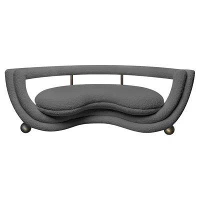 Pre-owned Lara Bohinc Kissing Sofa, Modern, Sculptural, Rounded, Bronze Metal, Grey Boucle Fabric In Gray