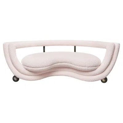 Pre-owned Lara Bohinc Kissing Sofa, Modern, Sculptural, Rounded, Bronze Metal, Pink Boucle Fabric