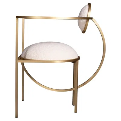 Pre-owned Lara Bohinc Lunar Chair In Cream Boucle Wool Fabric And Brushed Brass, By  In White