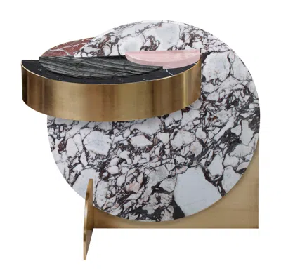 Pre-owned Lara Bohinc Lunar Full Moon Marble And Brass Side Table, Dune, Bohinc Studio In Gray