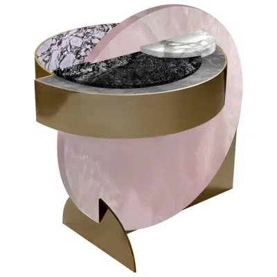 Pre-owned Lara Bohinc Lunar Full Moon Marble And Brass Side Table, Onyx, Bohinc Studio In Brown