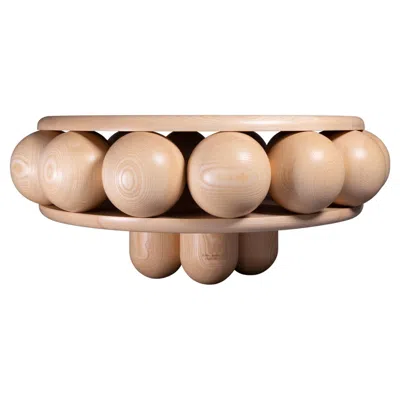 Pre-owned Lara Bohinc Macaroon Round Coffee Table, Modern, Sculptural, Natural Ash Wood, In Stock In Brown