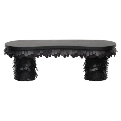 Pre-owned Lara Bohinc Oblong Textured Organic Black Leather And Wood Bench