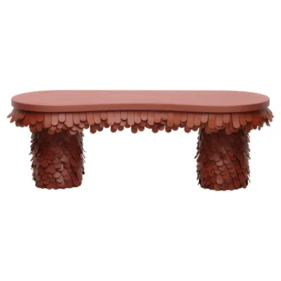 Pre-owned Lara Bohinc Oblong Textured Organic Brown Leather And Wood Bench