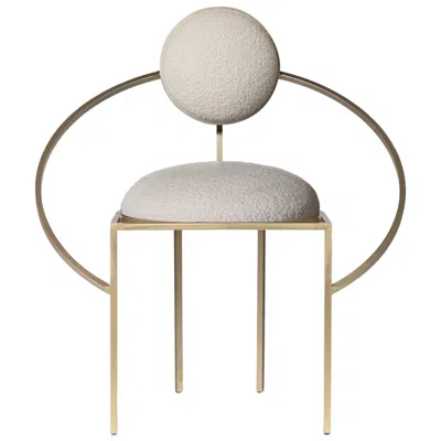 Pre-owned Lara Bohinc Orbit Chair, Brushed Brass And Cream Boucle Wool Fabric, By  In White