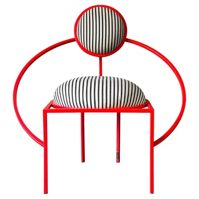 Pre-owned Lara Bohinc Orbit Chair, Outdoor , Red Powder-coated Steel And Stripe Fabric, In Stock