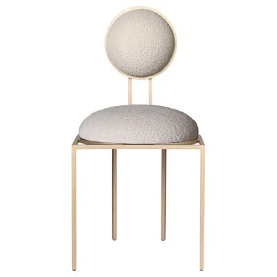 Pre-owned Lara Bohinc Orbit Dining Chair In Cream Boucle Wool Fabric And Brushed Brass, By  In White